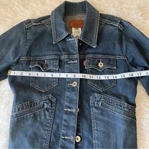 Levi's Ex Boyfriend Trucker Cowgirl Jean jacket denim dark blue Womens Small